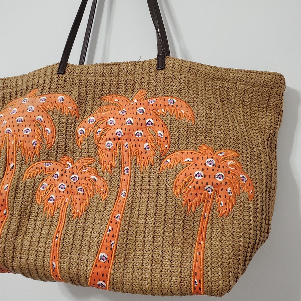 Vera Bradley Rio Rosie Large Straw Tote Bag - Picture 2 of 12